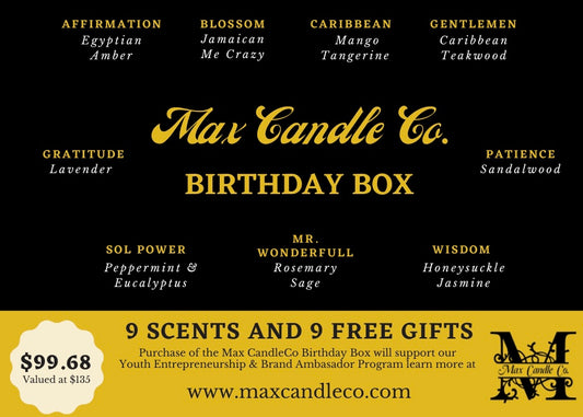 MAX CANDLE BIRTHDAY BOX